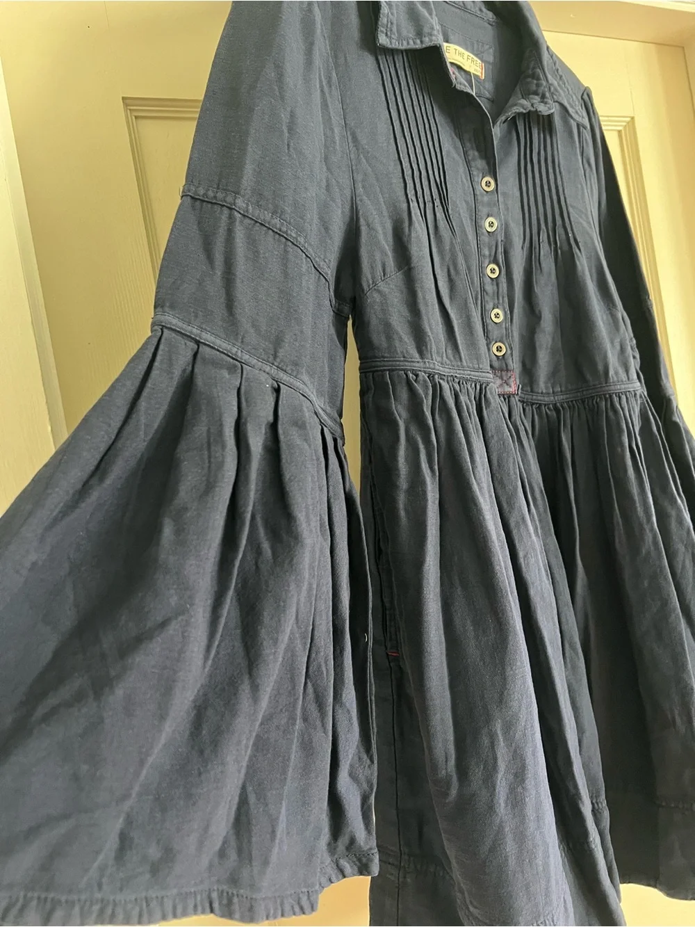 Free People We The Free Down East Denim Mini Dress in Clean Rinse Size XS NWT